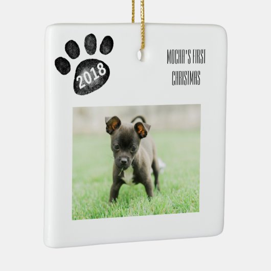 Der erste Weihnachtsdekorationshund oder -katze de Keramikornament (Rechts)