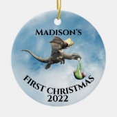Der erste Weihnachtsdrache des Holiday Baby Keramik Ornament (Vorne)