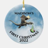 Der erste Weihnachtsdrache des Holiday Baby Keramik Ornament (Hinten)