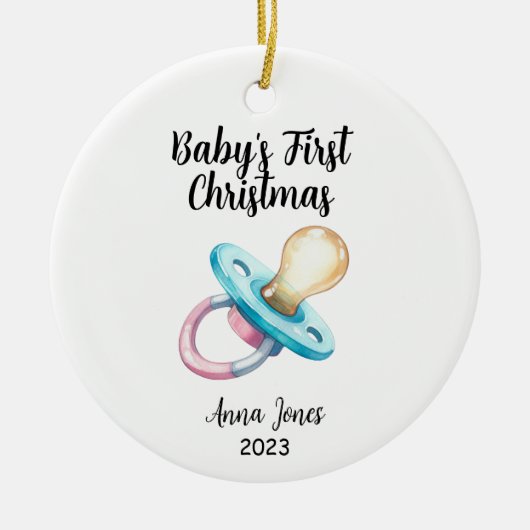 Der erste Weihnachtsferien-Schnuller für Baby Keramik Ornament (Vorne)