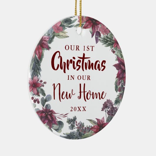 Der erste Weihnachtsfest im neuen Zuhause-Blumenur Keramik Ornament (Rechts)