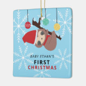 Der erste Weihnachtsfest in Kawaii im Winter Keramikornament (Links)