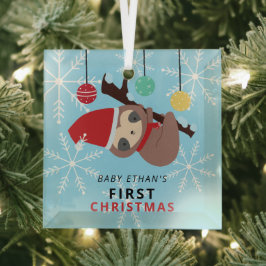 Der erste Weihnachtsfest in Kawaii im Winter Ornament Aus Glas