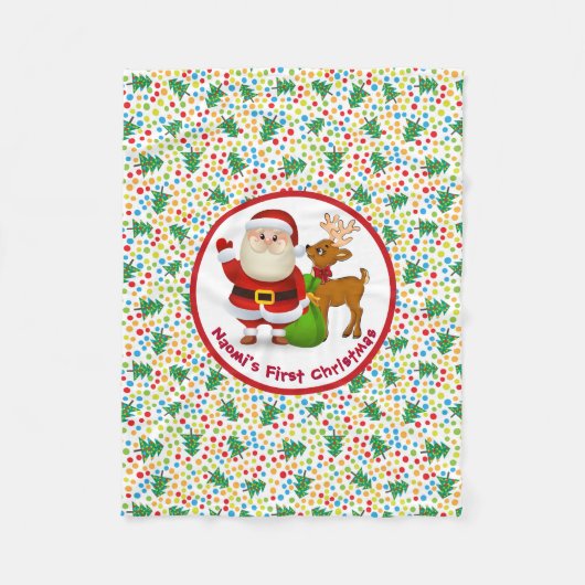 Der erste Weihnachtsmann des Babys Name Santa Clau Fleecedecke (Vorderseite)