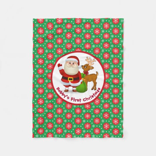 Der erste Weihnachtsmann des Babys Name Santa Clau Fleecedecke (Vorderseite)