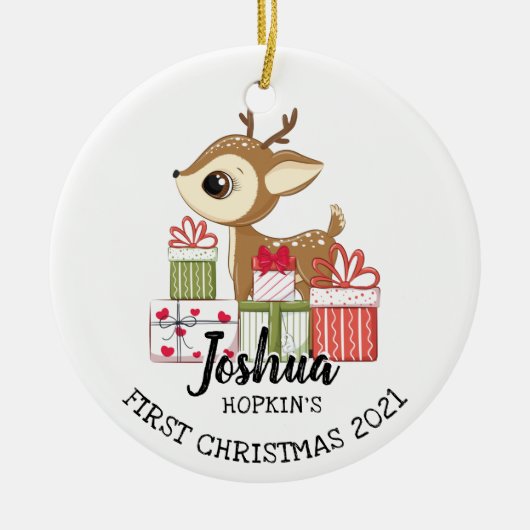 Der erste Weihnachtsmann des Babys Niedlich Keramik Ornament (Vorne)