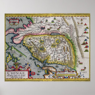 Der erste westliche Atlas China 1584 Poster