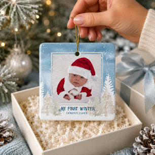 Der erste Winter des Babys Weihnachts-Foto Keramikornament
