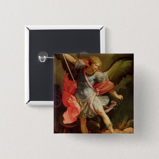 Der Erzengel Michael, der Satan besiegt Button (Vorne & Hinten)