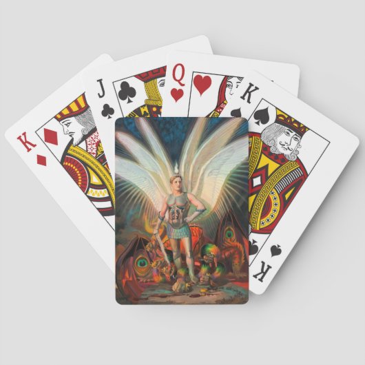 Der Erzengel Michael schlägt den Drachen Spielkarten (Rückseite)
