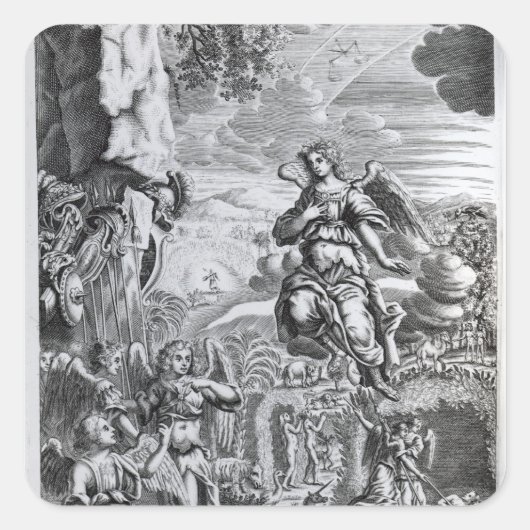 Der Erzengel Uriel informiert Gabriel Quadratischer Aufkleber (Vorderseite)