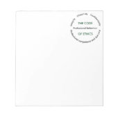 "Der Ethikkodex - 5 Grundprinzipien " Notizblock (Vorderseite)