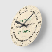 "Der Ethikkodex - 5 Grundprinzipien " Runde Wanduhr (Winkel)