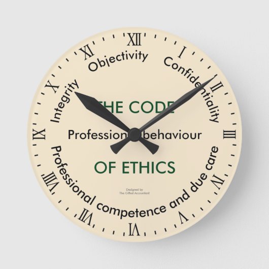 "Der Ethikkodex - 5 Grundprinzipien " Runde Wanduhr (Vorderseite)