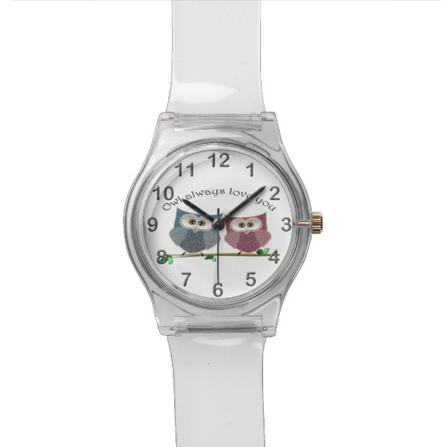 Der Eule Liebe immer Sie, niedliche Eulenkunst Uhr (Nahaufnahme)