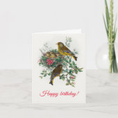 Der europäische Greenfinch, Glückwunsch zum Geburt Karte (Vorderseite)