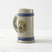 Der "Existenzielle Angst & Gerste" Leprechaun Bierglas (Vorderseite Links)