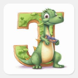 Der Explorer-Drache und der Buchstabe J Quadratischer Aufkleber
