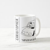 Der Fahrer sagt Käse, wenn er eine Geschwindigkeit Kaffeetasse (VorderseiteRechts)