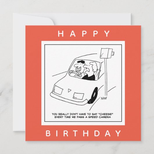 Der Fahrer sagt Käse, wenn er eine Geschwindigkeit Karte (Vorderseite)