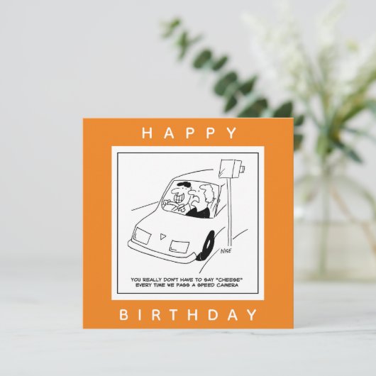 Der Fahrer sagt Käse, wenn er eine Geschwindigkeit Karte (Stehend Vorderseite)