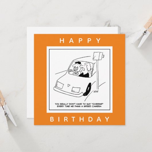 Der Fahrer sagt Käse, wenn er eine Geschwindigkeit Karte (Vorderseite/Rückseite Beispiel)