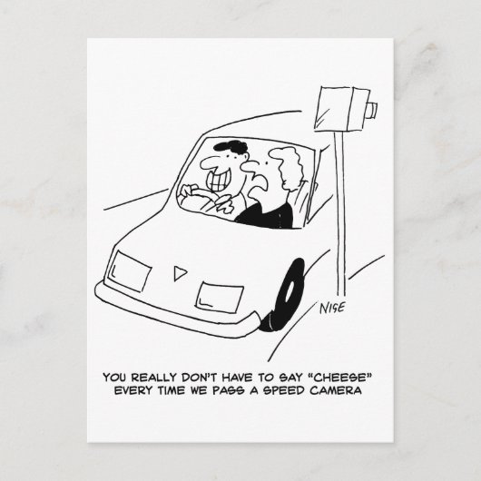 Der Fahrer sagt Käse, wenn er eine Geschwindigkeit Postkarte (Vorderseite)