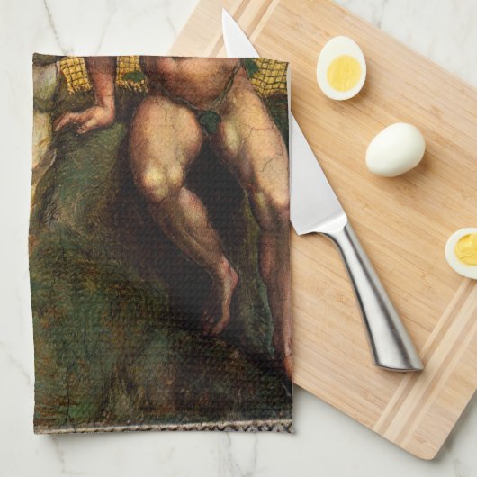 Der Fall - Adam und Abend von Raphael Sanzio Geschirrtuch (Viertel Falte)