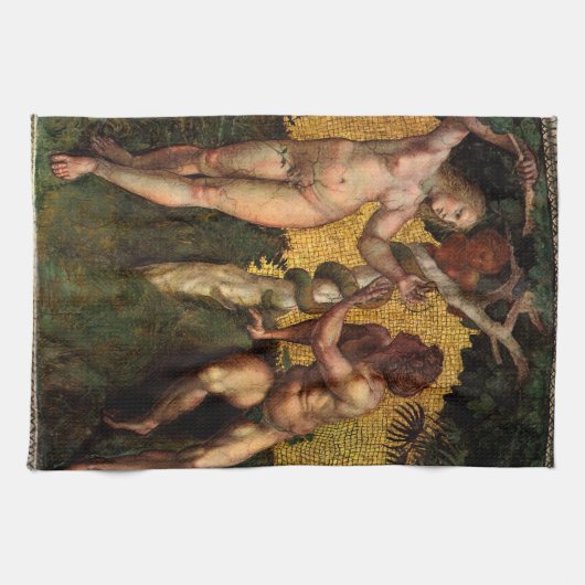 Der Fall - Adam und Abend von Raphael Sanzio Geschirrtuch (Horizontal)