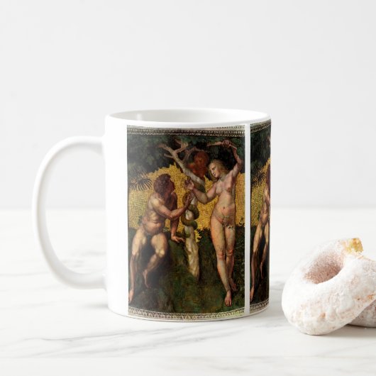 Der Fall - Adam und Abend von Raphael Sanzio Kaffeetasse (Mit Donut)