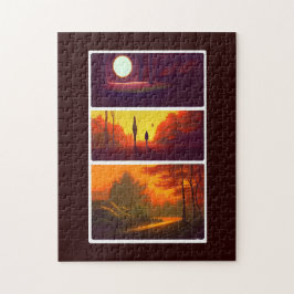 Der Fall der Fantasiewelt Alien landet auf Orangen Puzzle