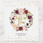 Der Fall der Liebe in Gold und Rot-Marsala Weinetikett (Einzelnes Label)