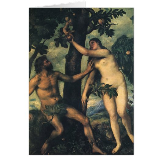 Der Fall des Menschen; Adam und Eva von Tizian (Vorne)