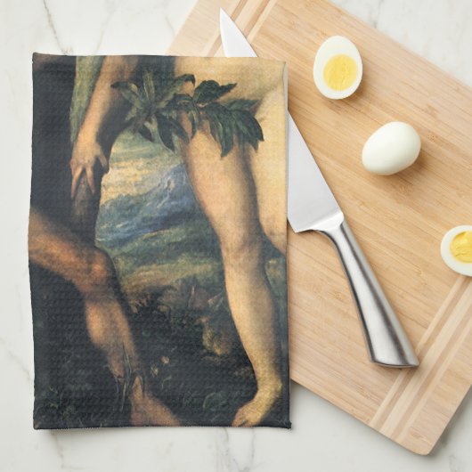 Der Fall des Menschen; Adam und Eva von Tizian Geschirrtuch (Viertel Falte)