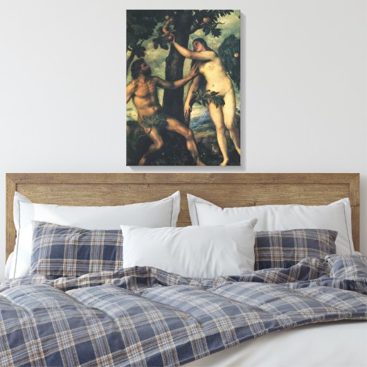 Der Fall des Menschen; Adam und Eva von Tizian Leinwanddruck (Insitu (Schlafzimmer))