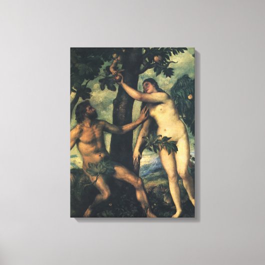 Der Fall des Menschen; Adam und Eva von Tizian Leinwanddruck (Vorderseite)