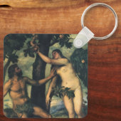 Der Fall des Menschen; Adam und Eva von Tizian Schlüsselanhänger (Rückseite)