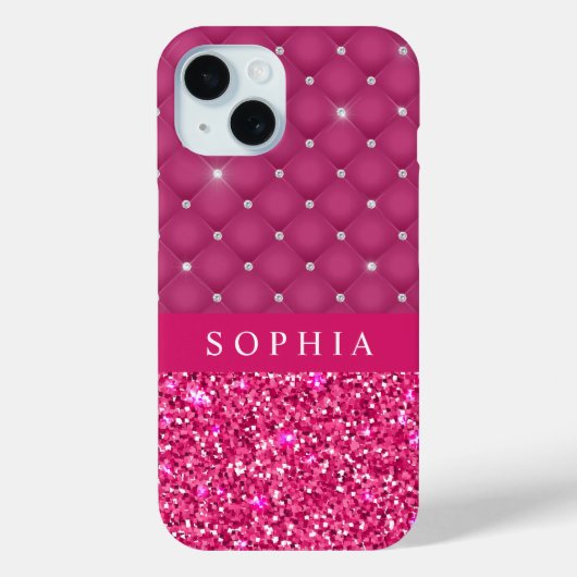 Der Fall Girl Pink Glitzer und Diamonds Personalis Case-Mate iPhone Hülle (Rückseite)