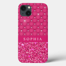 Der Fall Girl Pink Glitzer und Diamonds Personalis Case-Mate iPhone Hülle