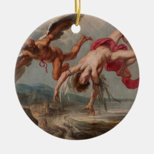 Der Fall Ikarus (von Jakob Peter Gowy) Keramik Ornament (Vorne)