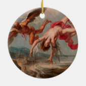 Der Fall Ikarus (von Jakob Peter Gowy) Keramik Ornament (Hinten)