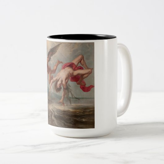 Der Fall Ikarus (von Jakob Peter Gowy) Zweifarbige Tasse (VorderseiteRechts)