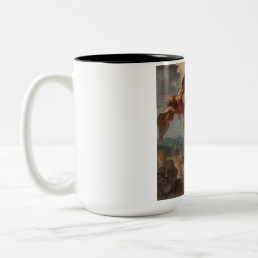 Der Fall Ikarus (von Jakob Peter Gowy) Zweifarbige Tasse (Links)