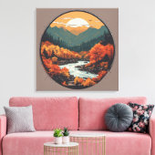 Der Fall in den Bergen farbenfrohe grafische Kunst Leinwanddruck (Insitu (Wohnzimmer))