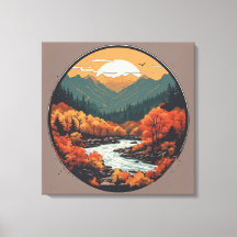 Der Fall in den Bergen farbenfrohe grafische Kunst