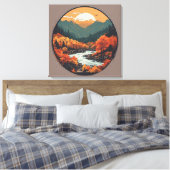 Der Fall in den Bergen farbenfrohe grafische Kunst Leinwanddruck (Insitu (Schlafzimmer))