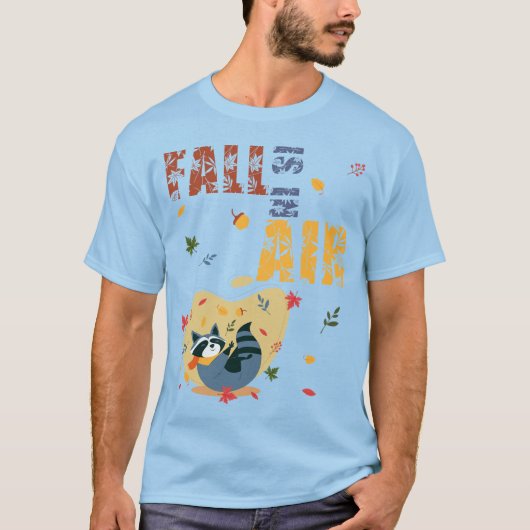 Der Fall ist in Luft mit schwindendem Raccoon T-Shirt (Vorderseite)