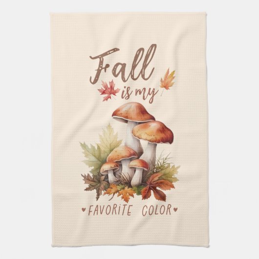 Der Fall ist meine Lieblingsfarbe - Pilze und Blät Geschirrtuch (Vertikal)