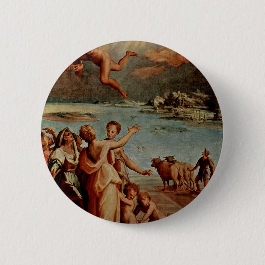 Der Fall von Ikarus-Oval durch Manzuoli Tommaso Button (Vorderseite)