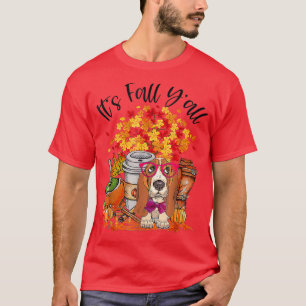Der Fall Yall Basset Pumpkin Herbst Herbst Lee T-Shirt